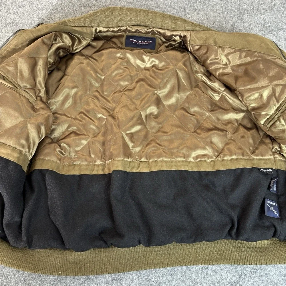 Roundtree & Yorke Mens Bomber Jacket Xl Thinsulate Insulated Full Zip Suede Look - Picture 7 of 16